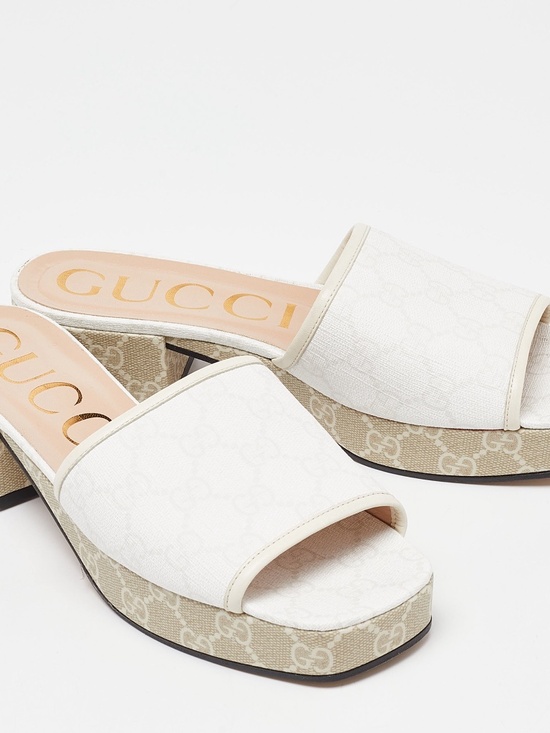 NEW GUCCI GG Coated Canvas PLATFORM SANDALS SHOES 40.5